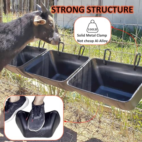 Hanging Chicken Feeder Trough for Goat Sheep Deer Poultry Duck Chicken Fence Feeder Livestock Feeding Container Goats Supplies Feeders Waterer Bucket - color: Black