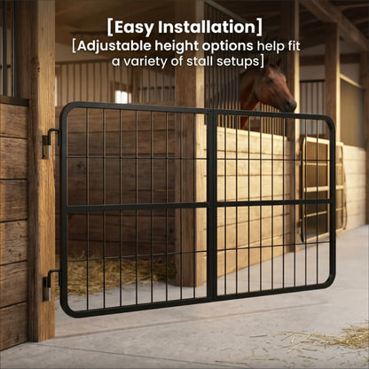 Black Horse Stall Gates, Stall Guards for Horses, Solid Frame Horse Stall Guard, Ventilated Grid Stall Guard, Lockable Swing Door for Stable Breeding Farm Isolation Area