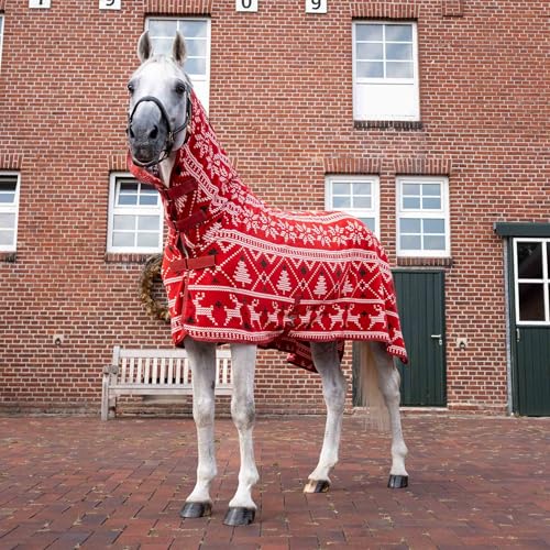 Horze Santa Christmas Fleece High Neck Cooler - Red - 81 in - color: Red, size: 81 in