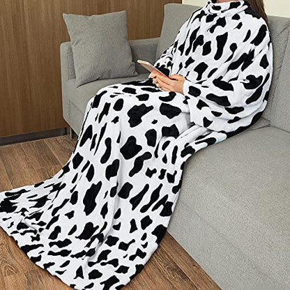Catalonia Wearable Blanket with Sleeves for Women & Men, Fleece Wrap Throw - color: Dalmatian