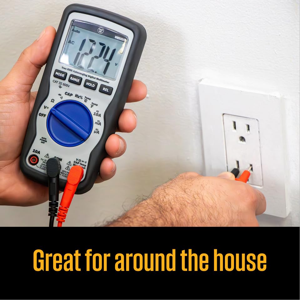 Westinghouse 600V True RMS Auto-Ranging Digital Multimeter, AC/DC Voltmeter & 10A Current, Continuity, Frequency, Temperature, Diode, Ohm, Resistance, Capacitor Tester, Large Screen - style: 600V Large Screen
