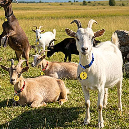 20 Pack Goat Collars with Bells, Adjustable Nylon Collar Set