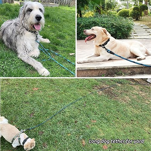 BTINESFUL Dog Tie Out Long Tether Rope Dog Lead for Yard 8/12/20/30/50/75ft - color: Blue Black, size: 12 Foot