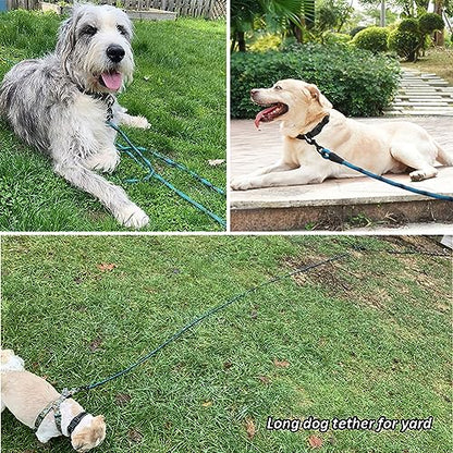 BTINESFUL Dog Tie Out Long Tether Rope Dog Lead for Yard 8/12/20/30/50/75ft - color: Blue Black, size: 12 Foot