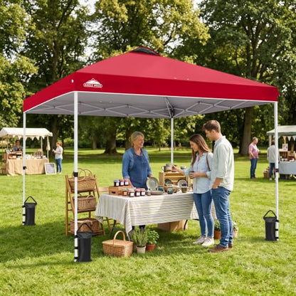 EAGLE PEAK 10x10 Pop Up Canopy Tent Easy Up Canopy Outdoor, Red - color: Red, size: 10x10