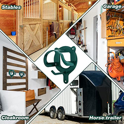 Dunzy 3 Counts Horse Bridle Rack Bracket Bridle Hooks Tack Storage Halter Hanger Metal Holder with Tubes and Screw for Horse Barn Supplies(Dark Green) | Metal Horse Bridle Rack for Barn Storage, Includes Mounting Hardware and Anchors, Space Saving Hooks f