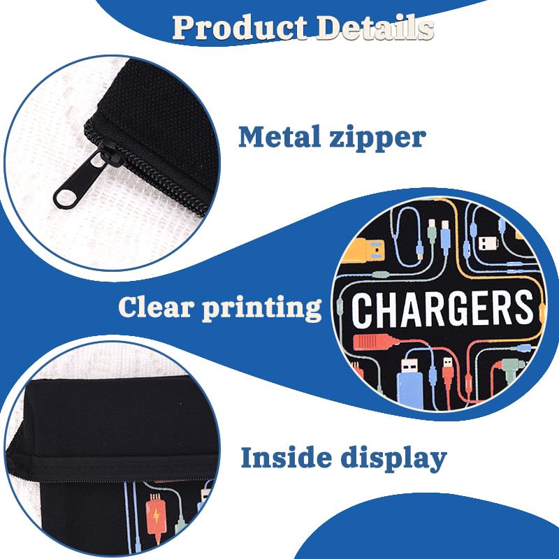 ShiQiao Spl Chargers Makeup Bag Organizer Zipper Pouch Chargers Storage Cosmetic Bag for Daughter Son Birthday Christmas Gifts for Friend Travel Toiletry Bag Accessories Organizer Makeup Pouch - style: Black Charger