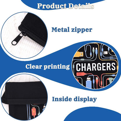 ShiQiao Spl Chargers Makeup Bag Organizer Zipper Pouch Chargers Storage Cosmetic Bag for Daughter Son Birthday Christmas Gifts for Friend Travel Toiletry Bag Accessories Organizer Makeup Pouch - style: Black Charger