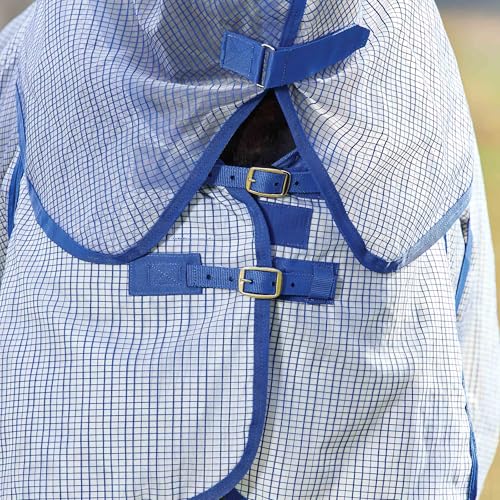 WeatherBeeta ComFiTec Ripshield Fly Sheet Detach-A-Neck, White/Cobalt, 72" - color: White/Cobalt, size: 72"