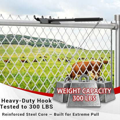 Chain Link Fence Top Rail Tensioner Tool, Heavy-Duty Steel Stretcher with 3 Hooks & 28" Cable Hook, 300 lbs Pull Capacity, Easy One-Person Installation, Black, 2PC - color: Black