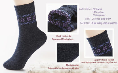 NinetoFiveLife Merino Wool Socks For Women Warm Winter Thick Socks 4 Pairs