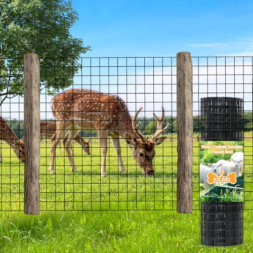 PVC Coated Welded Wire Fencing,2"x2" 14GA Coated (16GA Bare),72inch H x 100ft L Garden Wire Fence Roll,2/3/4/5/6ft Tall x 100 ft Long Vinyl Coating Metal Wire Mesh for Yard,Farm,Dog,Vegetable - color: Black, size: 14GA 2x2 72"x100'