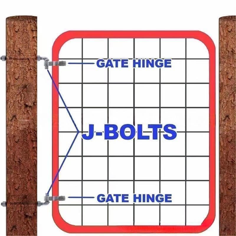 J-Bolt Post Hinge with 5/8" Hinge Pin Galvanized Post Gate Hinge for Chain Link Fence, Washers & Nuts Included (12" (2 Pcs)) - size: 12" (2 Pcs)