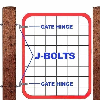 J-Bolt Post Hinge with 5/8" Hinge Pin Galvanized Post Gate Hinge for Chain Link Fence, Washers & Nuts Included (8" (2 Pcs)) - size: 8" (2 Pcs)