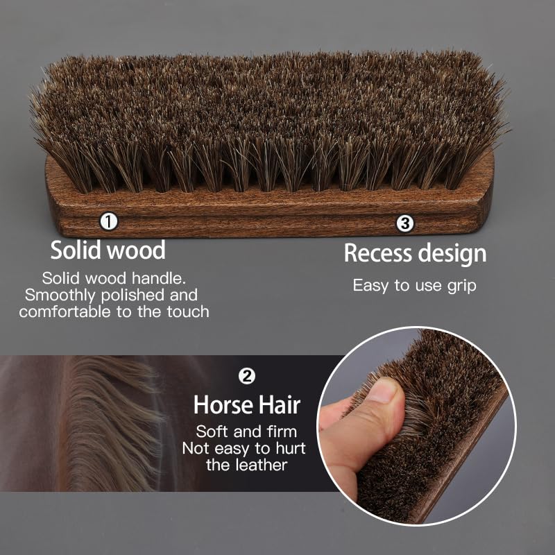 MAXIMILIAN Shoe Shine Brush Kit 3Pcs Suede Brush Solid Wood Shoe Brushes
