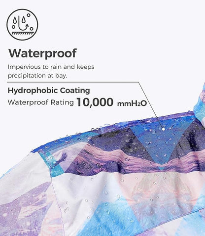 wantdo Women Hardshell Waterproof Windproof Insulated Ski Trekking Jacket - color: Mountain Flora, size: Large