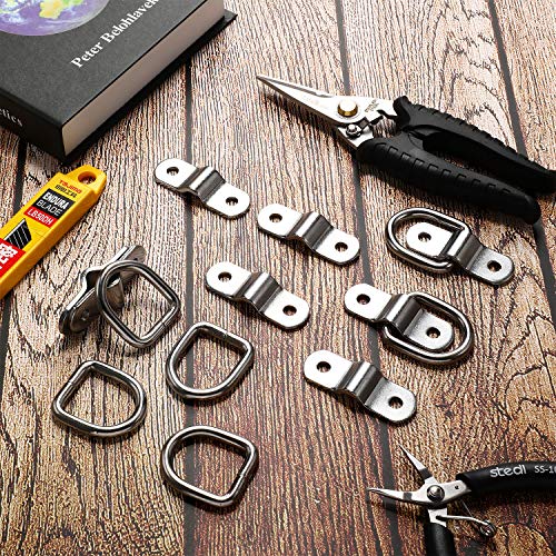 24 Pieces D-Ring Tie Down 1/4 Inch 700 Lbs D-Ring Bracket Mounting Plate for Ratchet Tie Down Straps Car Truck Bed Cargo(Silver) - color: Silver