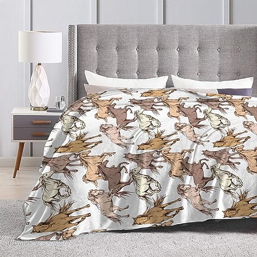 Horse Soft Blanket All Season Fuzzy Throw Warm Lightweight Blanket Fleece Throws Flannel Blankets for Bed Sofa Couch Travel Home Living Room Decor 50"X60"