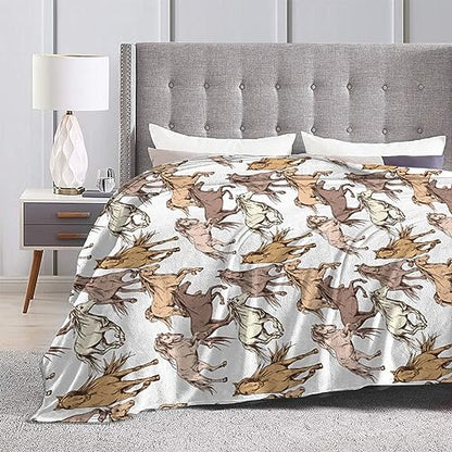 Horse Soft Blanket All Season Fuzzy Throw Warm Lightweight Blanket Fleece Throws Flannel Blankets for Bed Sofa Couch Travel Home Living Room Decor 50"X60"