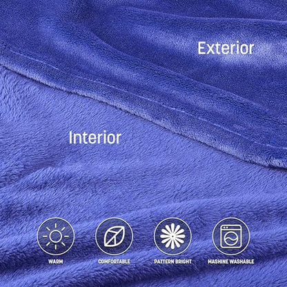 Catalonia Wearable Blanket with Sleeves & Foot Pocket for Adults - color: Blue, size: Fleece