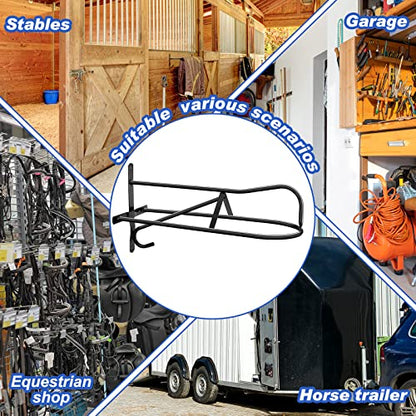 Paterr 4 Sets Saddle Rack Wall Mounted Saddle Stand, 20.3 x 11.8 x 9 Inches Black Saddle Rack Stand for Western Saddles Horses, Installing Screws Included