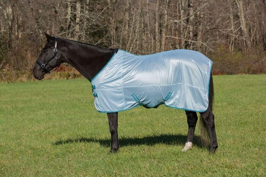 TuffRider Comfy Mesh Fly Sheet | UV Protection Horse Sheet, Standard Neck, 130 Grams Breathable Polyester Mesh - Porcelain Blue/Teal - 75 - color: Porcelain Blue/Teal, size: 75