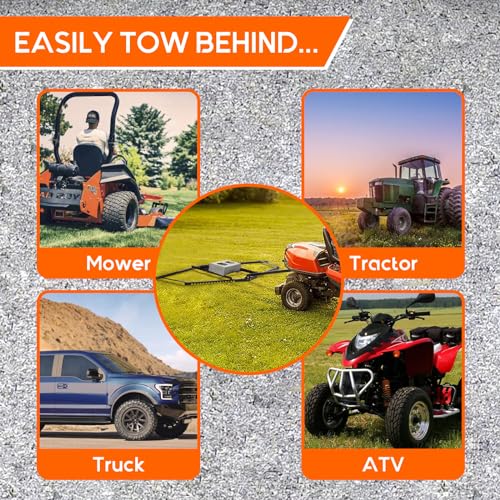 Driveway Drag 66" Width, 35" Length, 4" Height, Tow Behind Drag Harrow, Garden Lawn Tractor Attachable, Steel Head, Garden Rake