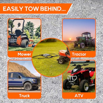Driveway Drag 66" Width, 35" Length, 4" Height, Tow Behind Drag Harrow, Garden Lawn Tractor Attachable, Steel Head, Garden Rake