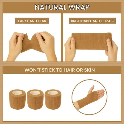 2" Cohesive Flexible Bandage Wrap – Natural - Pack of 8 - color: Natural