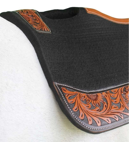 Horse 32"x30" Western Contoured Wool Felt Therapeutic Saddle Pad 39253 - color: Black
