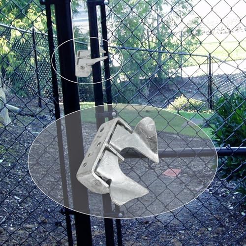 Wall Mount Butterfly Latch 1-3/8" to 1-5/8", Gate Fork Lock with Padlock Hole, Chain Link Fence Parts, Gate Fork Latch,Chain Link Fence Gate Latching Hardware,Galvanized Steel (Silver) - color: Silver
