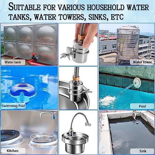 Float Valve,1/2" to 3/4'' water level control float valve, 304 Stainless Steel Fully Automatic Watershut off valve, Automatic Water Level Controller for Tank, Pool, Livestock Troughs.