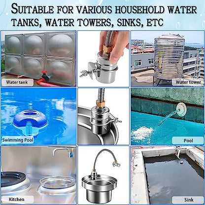 Float Valve,1/2" to 3/4'' water level control float valve, 304 Stainless Steel Fully Automatic Watershut off valve, Automatic Water Level Controller for Tank, Pool, Livestock Troughs.