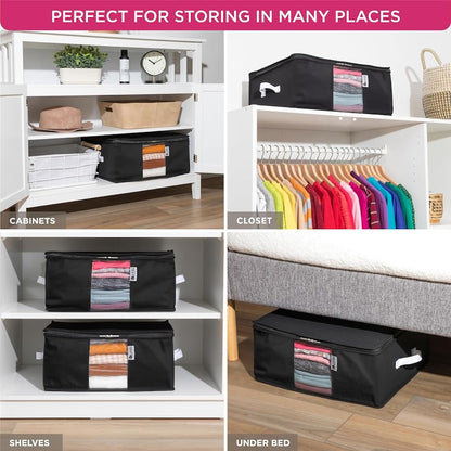 Cedar Clothes Storage Bag Organizer, Protects From Moths, Set of 2, Black - color: Black