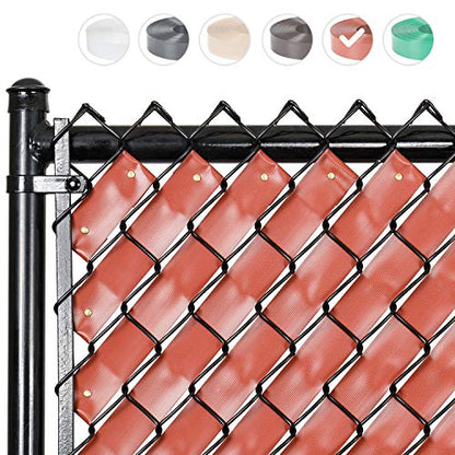 Chain Link Fence Privacy Tape (Redwood) - color: Redwood