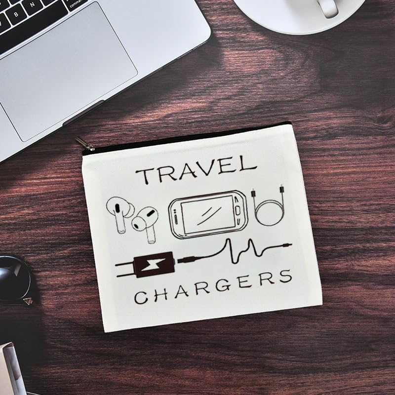 Chargers Travel Organiser Bag for Women Men Charging Cables Cosmetic Storage Bag Makeup Pouch for Friend Birthday Gifts for Sister Brother Toiletry Bags travel chargers Makeup Cosmetic Bags - style: Travel Charger