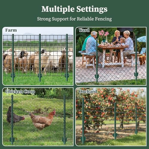 Metal Fence Posts Heavy Duty U-Post Stakes for Wire Fencing, 6 FT Green - color: Green, size: 6FT-10P