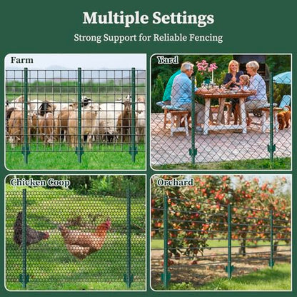 Metal Fence Posts Heavy Duty U-Post Stakes for Wire Fencing, 3 FT Green - color: Green, size: 3FT-10P
