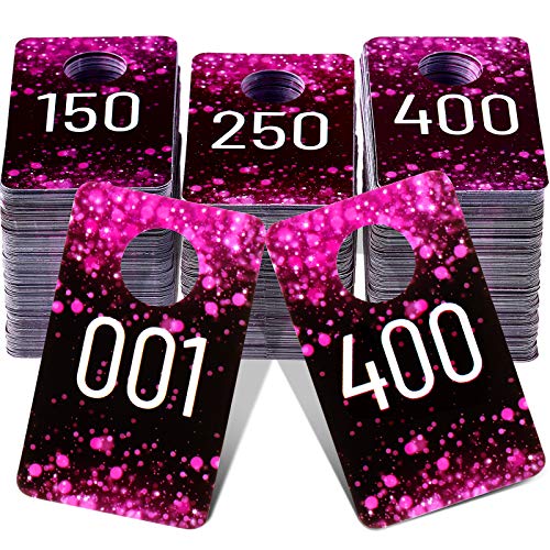 Jetec Consecutive Plastic Live Sale Number Tags | Normal and Reverse Mirror Image Number Cards for Hanger Reusable Clothing Tags for Live Sales Clothes Coat Check Tickets - color: Rose Red