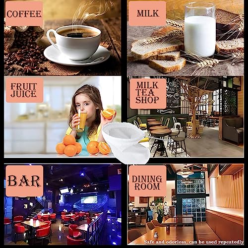 Ultra Fine Mesh Strainer Bags, Reusable 180 Mesh Steel Handle Frame for Filter NutMilk, Coffee, Milk, Butter, Juices and Fresh Cheese 【Ultra Dense-Diameter 7.48 Height 12.59】