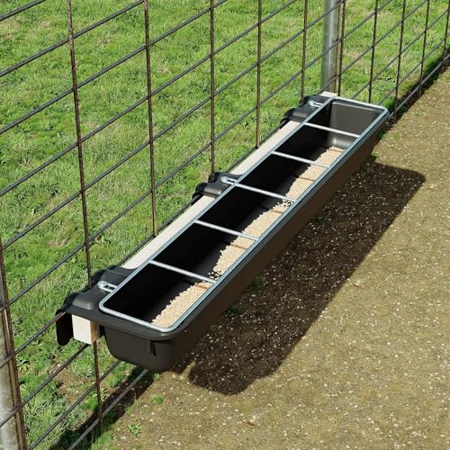 37.63In Goat Feeder, 2.5 Gallon Livestock Feeding Rack, Divided and