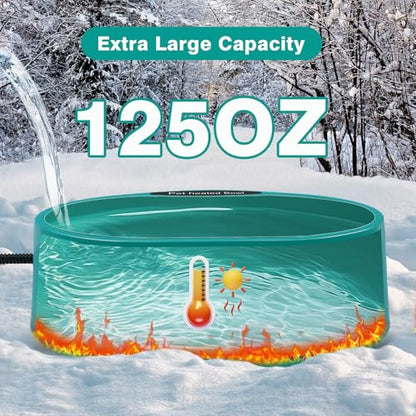 Heated Water Bowl for Chicken，125OZ Water Heater for Hens Goose Duck