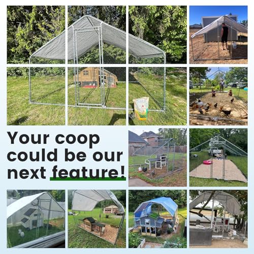 13x9.8x6.5 ft Large Metal Chicken Coop Walk-in Chicken Run with Cover - size: 158.0"L x 118.0"W x 80.0"H