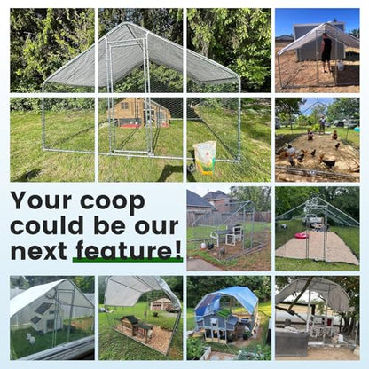 13x9.8x6.5 ft Large Metal Chicken Coop Walk-in Chicken Run with Cover - size: 158.0"L x 118.0"W x 80.0"H