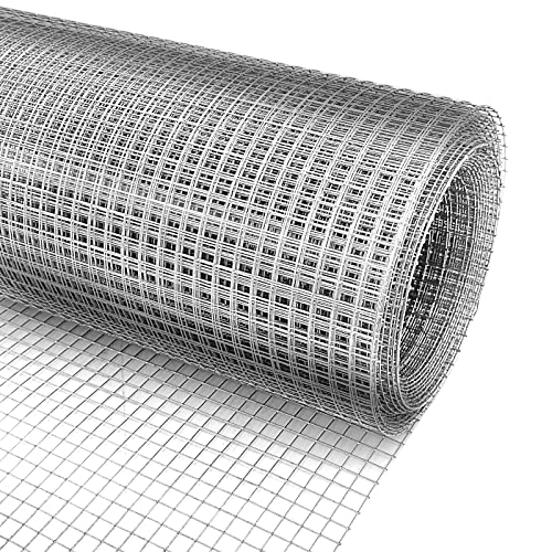 Hardware Cloth 16'' x 20' 1/4 in Galvanized Wire Mesh Roll (23 GA) Chicken Wire Fence Roll for Chicken Pen/coop Fences, Screen mesh, Rabbit/Snake Fences, Poultry enclosures, Handicraft Making, etc. - size: 16In x 20Ft