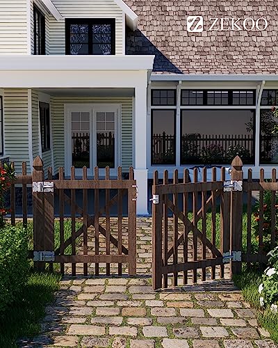 ZEKOO Stainless Steel Gate Hardware Kit, Self Closing Gate Hinges and Latch | Rust Proof, Use for Vinyl Fence Gate and Wood Fences Gate, Heavy Duty 2 Gate Latches 4 Gate Hinges (White) - color: White Two Set