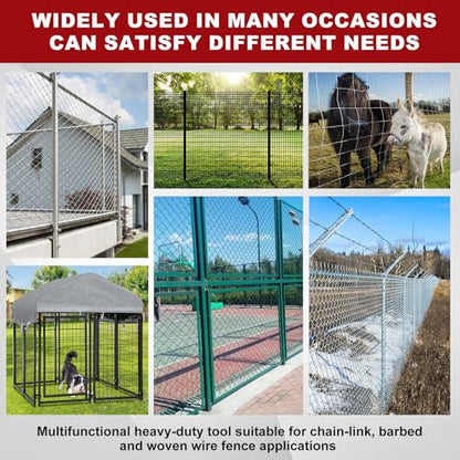 Chain Link Fence Stretcher Tool, Heavy-Duty Fence Puller Tensioner for Woven Wire, Barbed Wire Chain Link Fence with 5° Tilted Base, One-Person Operation for Farm, Ranch & Garden