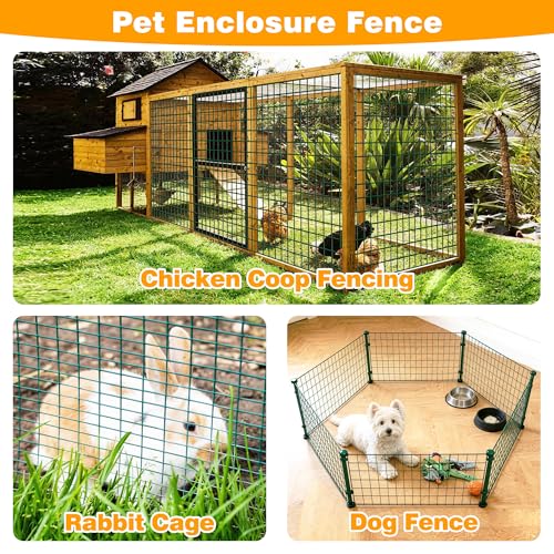 Green PVC Coated Welded Wire Fencing, 60in High x 100ft Long, 2 inch x 4 inch 14GA 2/3/4/5/6 Ft Tall Welded Wire Fence Rolls, Green Metal Garden Fence Wire Roll Garden Fencing for Yard - color: Green, size: 2"x4" 14GA 60" x 100'