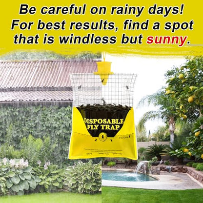 Outdoor Fly Traps for Patio - 4 Large Pre-Baited Flies Wasp Bags Disposable - size: 4 Pack