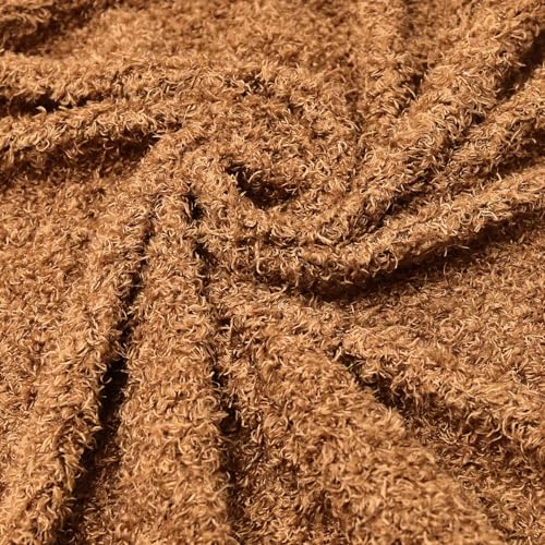 Surf turtle Brown Curly Teddy Fleece Faux Fur Fabric 36" x 59" - color: Brown, size: 36 x 59 inches